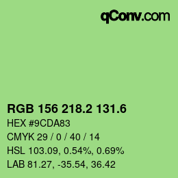 カラーコード: RGB 156 218.2 131.6 | qconv.com