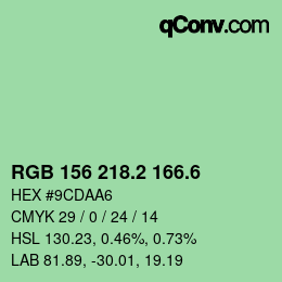 カラーコード: RGB 156 218.2 166.6 | qconv.com