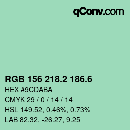 カラーコード: RGB 156 218.2 186.6 | qconv.com