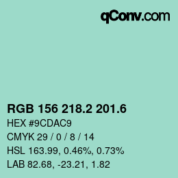 カラーコード: RGB 156 218.2 201.6 | qconv.com