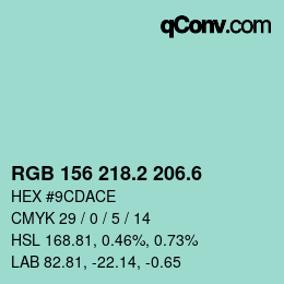 カラーコード: RGB 156 218.2 206.6 | qconv.com