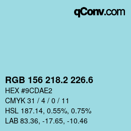 カラーコード: RGB 156 218.2 226.6 | qconv.com
