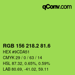 カラーコード: RGB 156 218.2 81.6 | qconv.com