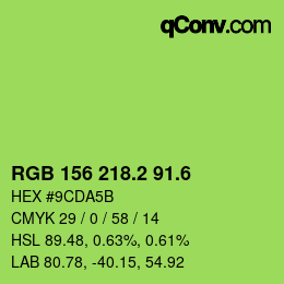 カラーコード: RGB 156 218.2 91.6 | qconv.com