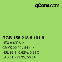 カラーコード: RGB 156 218.6 101.6 | qconv.com