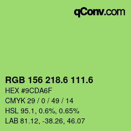 カラーコード: RGB 156 218.6 111.6 | qconv.com