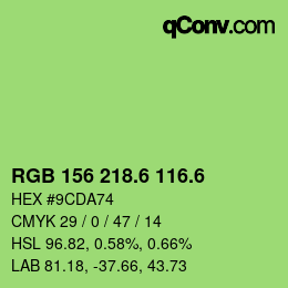 カラーコード: RGB 156 218.6 116.6 | qconv.com
