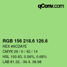 カラーコード: RGB 156 218.6 126.6 | qconv.com