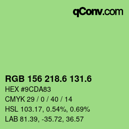 カラーコード: RGB 156 218.6 131.6 | qconv.com