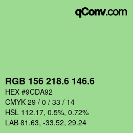 カラーコード: RGB 156 218.6 146.6 | qconv.com