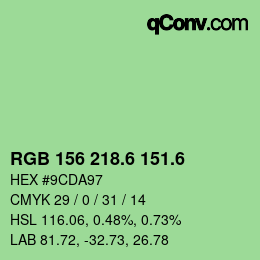 カラーコード: RGB 156 218.6 151.6 | qconv.com