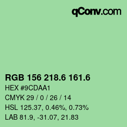 カラーコード: RGB 156 218.6 161.6 | qconv.com