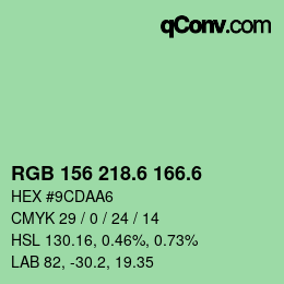 カラーコード: RGB 156 218.6 166.6 | qconv.com