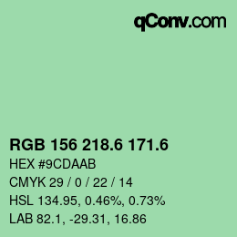 カラーコード: RGB 156 218.6 171.6 | qconv.com