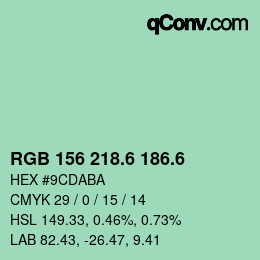 カラーコード: RGB 156 218.6 186.6 | qconv.com