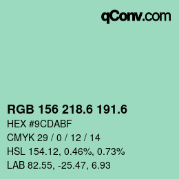 カラーコード: RGB 156 218.6 191.6 | qconv.com