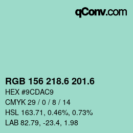 カラーコード: RGB 156 218.6 201.6 | qconv.com