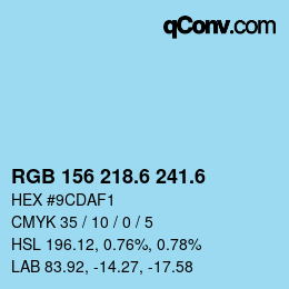 カラーコード: RGB 156 218.6 241.6 | qconv.com