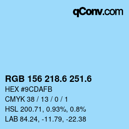 カラーコード: RGB 156 218.6 251.6 | qconv.com