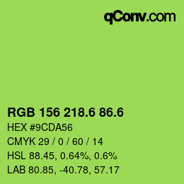 カラーコード: RGB 156 218.6 86.6 | qconv.com