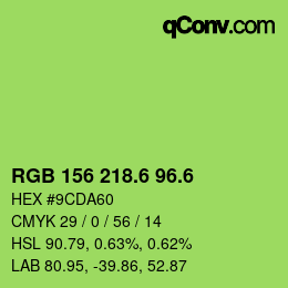 カラーコード: RGB 156 218.6 96.6 | qconv.com