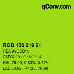 颜色代码: RGB 156 219 21 | qconv.com