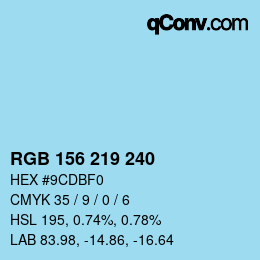 Color code: RGB 156 219 240 | qconv.com
