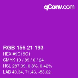 颜色代码: RGB 156 21 193 | qconv.com