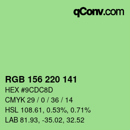 Color code: RGB 156 220 141 | qconv.com