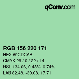 Color code: RGB 156 220 171 | qconv.com