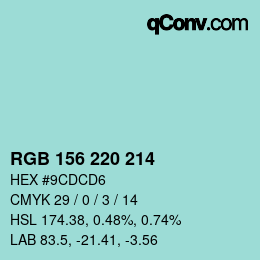カラーコード: RGB 156 220 214 | qconv.com