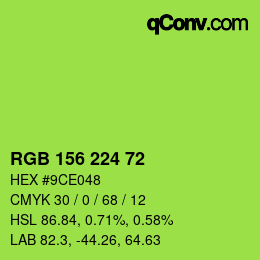 颜色代码: RGB 156 224 72 | qconv.com