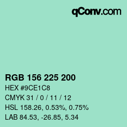 Color code: RGB 156 225 200 | qconv.com