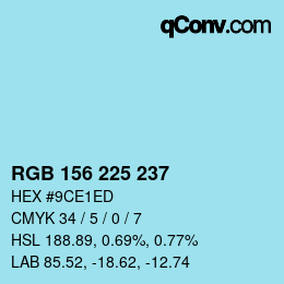 Color code: RGB 156 225 237 | qconv.com