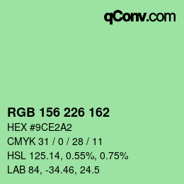 Color code: RGB 156 226 162 | qconv.com