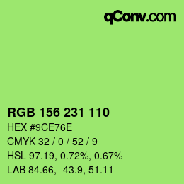 Code couleur: RGB 156 231 110 | qconv.com