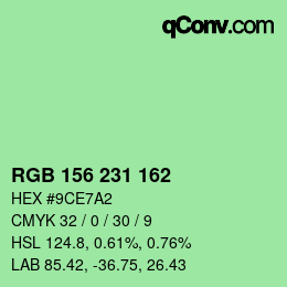 Color code: RGB 156 231 162 | qconv.com