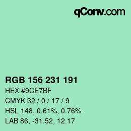 Color code: RGB 156 231 191 | qconv.com