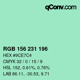颜色代码: RGB 156 231 196 | qconv.com
