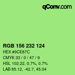 Color code: RGB 156 232 124 | qconv.com