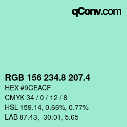 カラーコード: RGB 156 234.8 207.4 | qconv.com