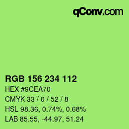 Color code: RGB 156 234 112 | qconv.com