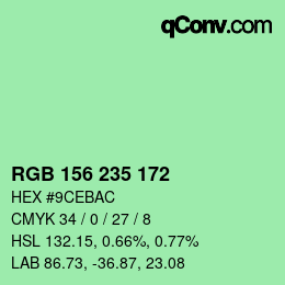 Color code: RGB 156 235 172 | qconv.com