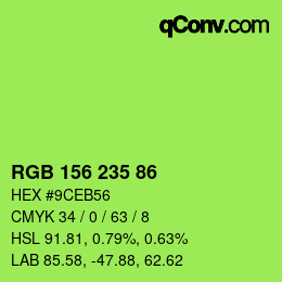 Farbcode: RGB 156 235 86 | qconv.com