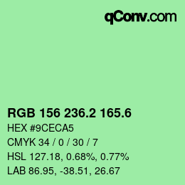 カラーコード: RGB 156 236.2 165.6 | qconv.com
