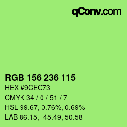 カラーコード: RGB 156 236 115 | qconv.com