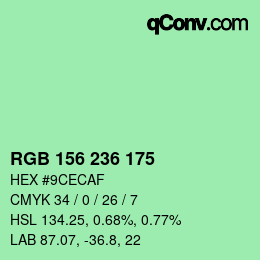 カラーコード: RGB 156 236 175 | qconv.com
