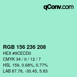 Color code: RGB 156 236 208 | qconv.com