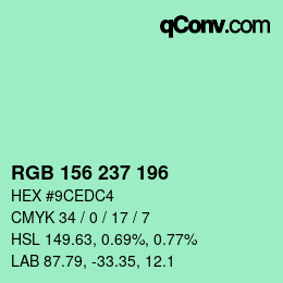 颜色代码: RGB 156 237 196 | qconv.com