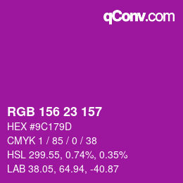 颜色代码: RGB 156 23 157 | qconv.com